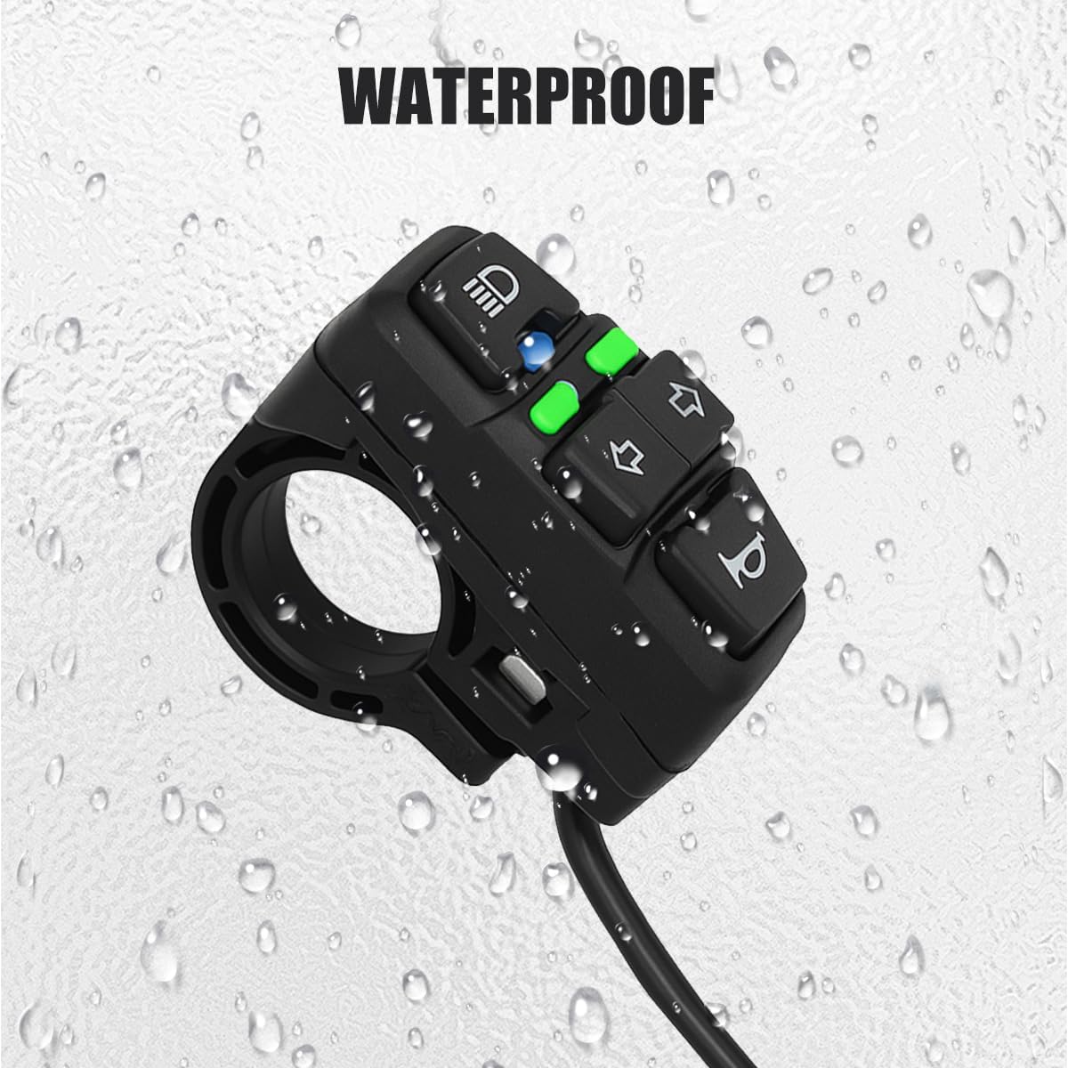 Motorcycle Head Light Turn Switch, 7/8 Ebike Horn Turn Signal Lamp Control with Wire Harness, Motorbike Handlebar Warning Button Mount, Compatible for Dirt Bike Scooter